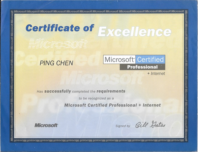 微软认证专家 + 互联网, Microsoft Certified Professional + Internet