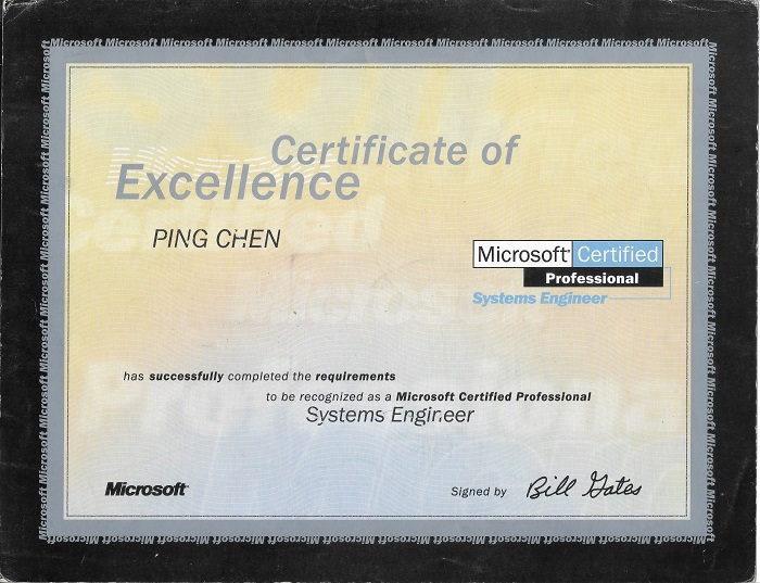 微软认证系统工程师, Microsoft Certified Professional System Engineer 微软认证系统工程师, Microsoft Certified Professional System Engineer