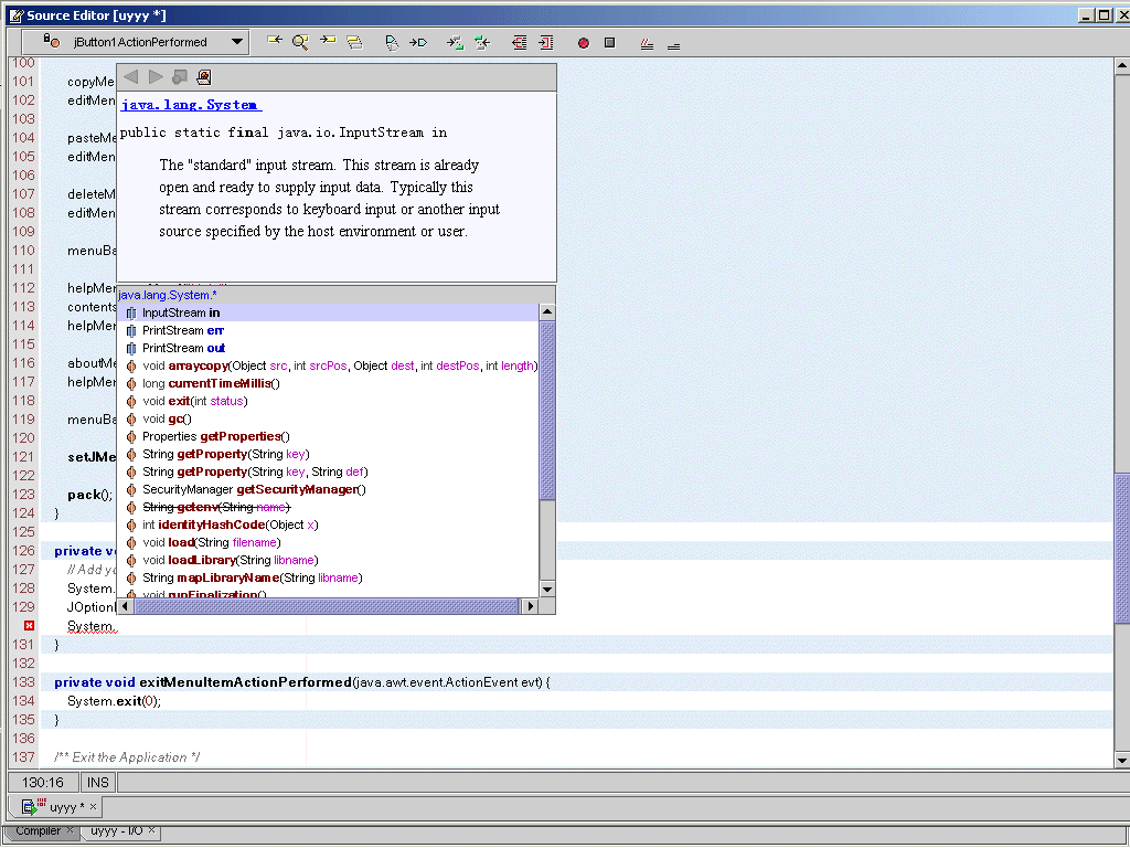 netbeans code prompt